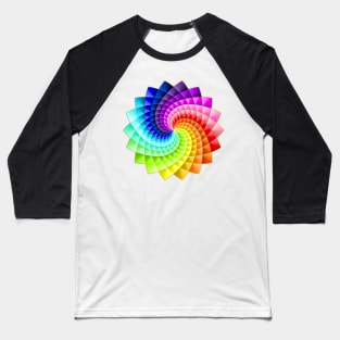 Colorful Vortex Mandala with 3D Effect Baseball T-Shirt